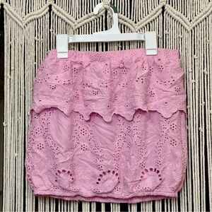 YOUNG FABULOUS & BROKE YFB Caicos Pink Eyelet Lace Tube Strapless Top